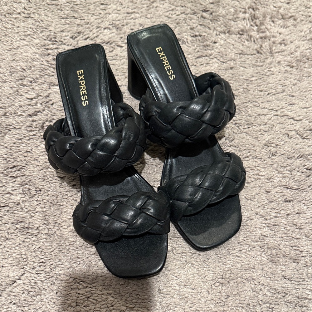 Express Women's Black Braided Heels